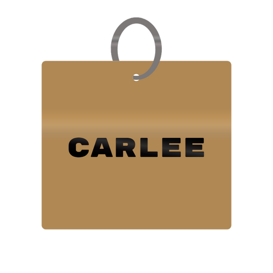 Carlee Engraved on Keychain in MDF 4cm x 4cm x 3mm