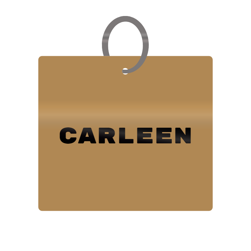 Carleen Engraved on Keychain in MDF 4cm x 4cm x 3mm