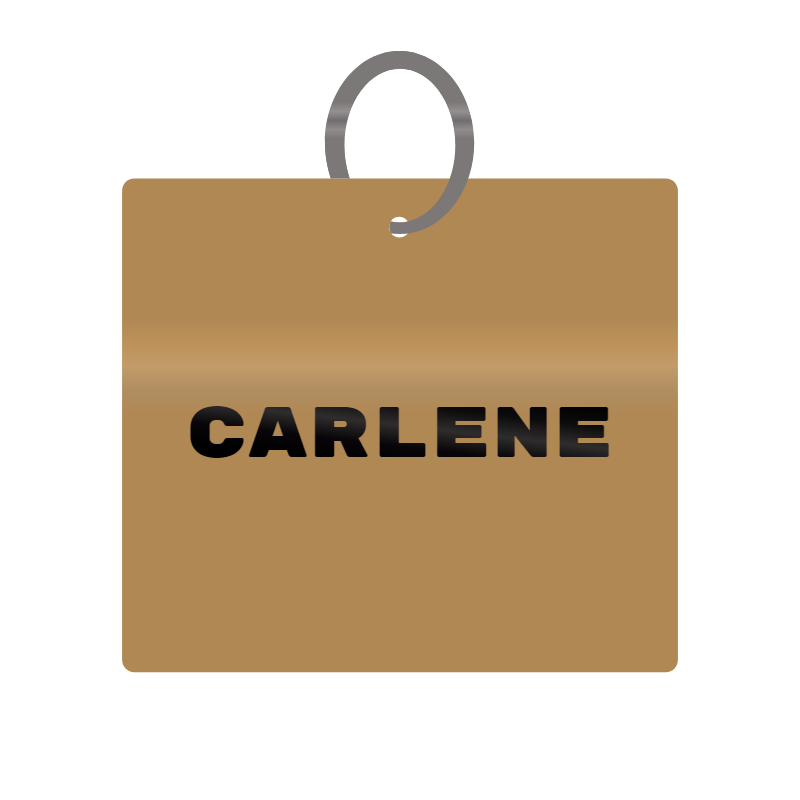 Carlene Engraved on Keychain in MDF 4cm x 4cm x 3mm