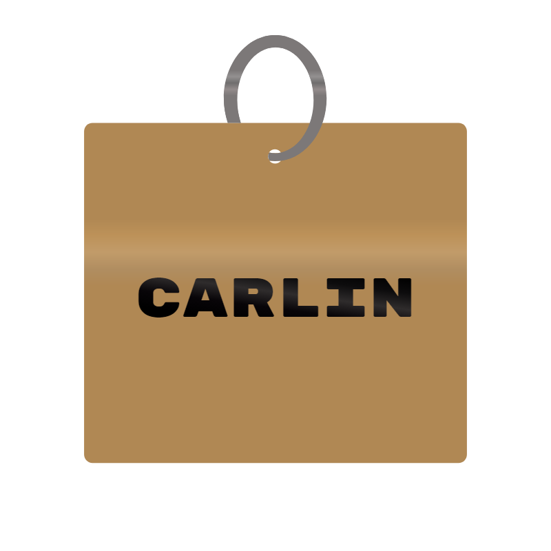 Carlin Engraved on Keychain in MDF 4cm x 4cm x 3mm