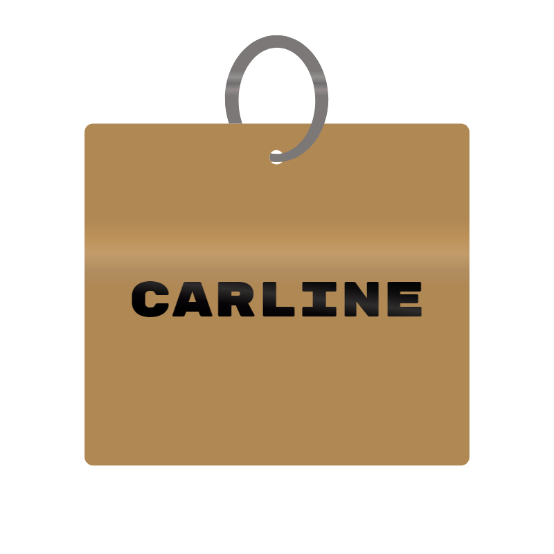 Carline Engraved on Keychain in MDF 4cm x 4cm x 3mm