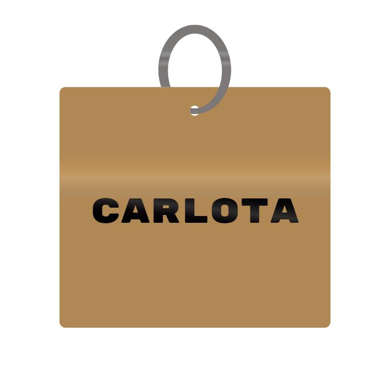 Carlota Engraved on Keychain in MDF 4cm x 4cm x 3mm