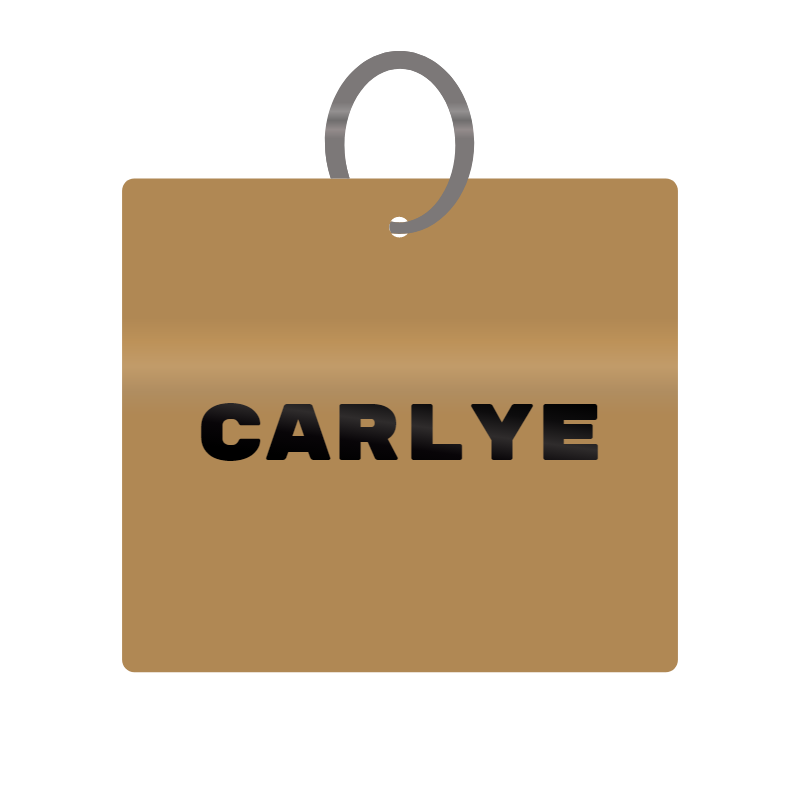 Carlye Engraved on Keychain in MDF 4cm x 4cm x 3mm