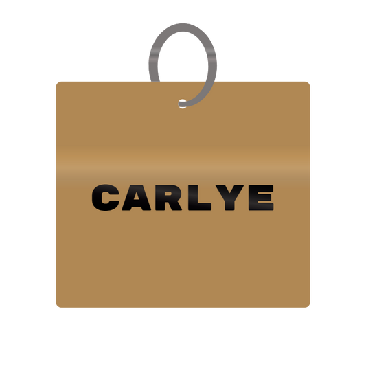 Carlye Engraved on Keychain in MDF 4cm x 4cm x 3mm