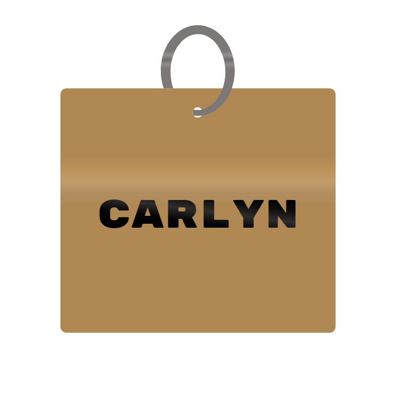 Carlyn Engraved on Keychain in MDF 4cm x 4cm x 3mm