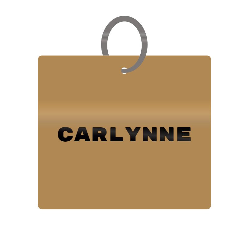 Carlynne Engraved on Keychain in MDF 4cm x 4cm x 3mm