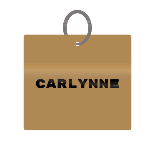 Carlynne Engraved on Keychain in MDF 4cm x 4cm x 3mm