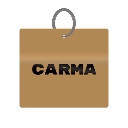 Carma Engraved on Keychain in MDF 4cm x 4cm x 3mm