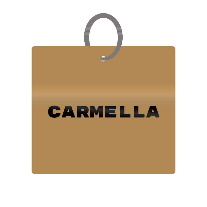 Carmella Engraved on Keychain in MDF 4cm x 4cm x 3mm