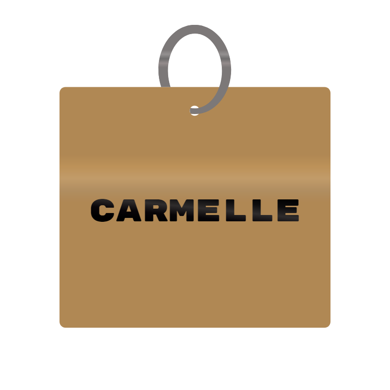 Carmelle Engraved on Keychain in MDF 4cm x 4cm x 3mm