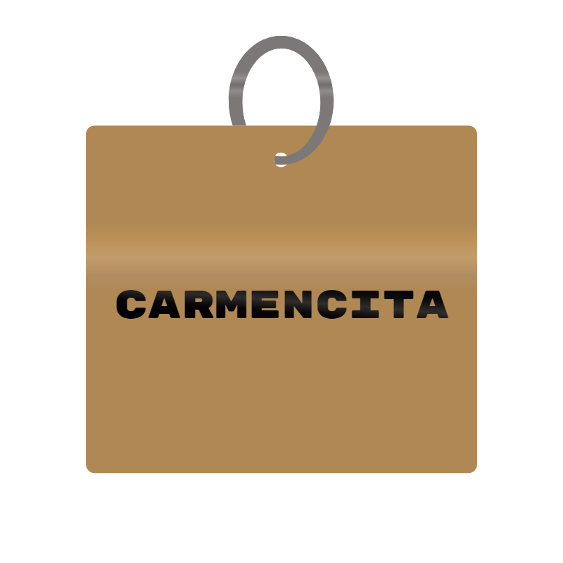 Carmencita Engraved on Keychain in MDF 4cm x 4cm x 3mm