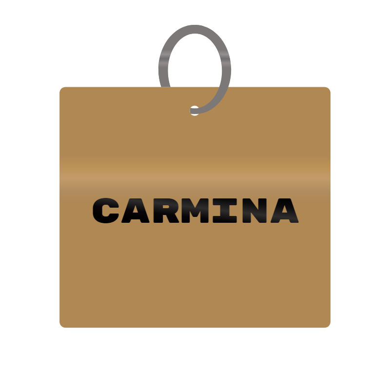 Carmina Engraved on Keychain in MDF 4cm x 4cm x 3mm