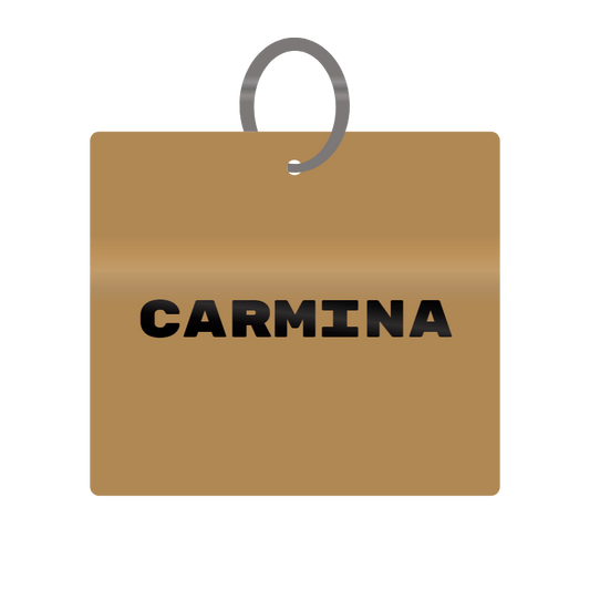 Carmina Engraved on Keychain in MDF 4cm x 4cm x 3mm