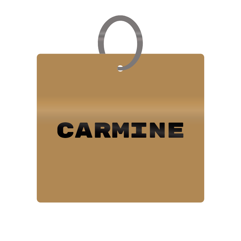 Carmine Engraved on Keychain in MDF 4cm x 4cm x 3mm