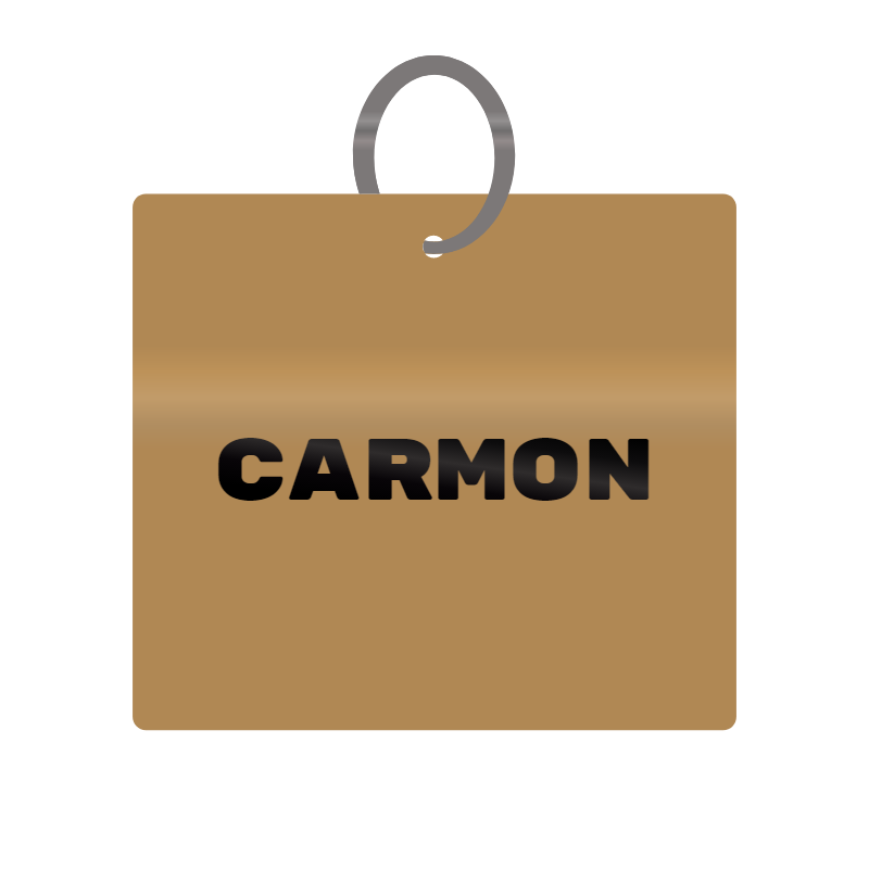 Carmon Engraved on Keychain in MDF 4cm x 4cm x 3mm