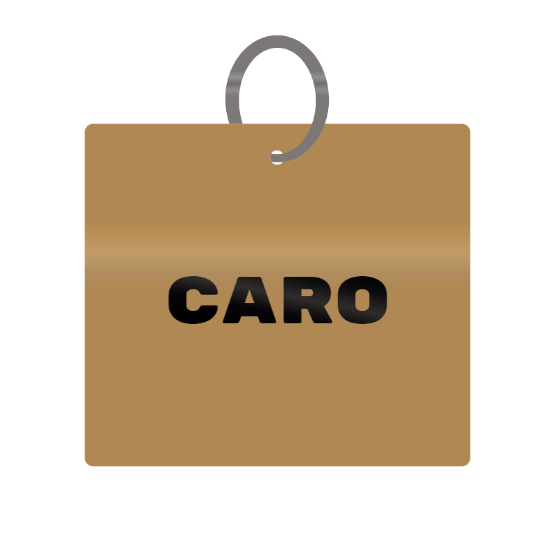 Caro Engraved on Keychain in MDF 4cm x 4cm x 3mm