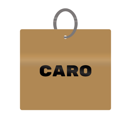 Caro Engraved on Keychain in MDF 4cm x 4cm x 3mm