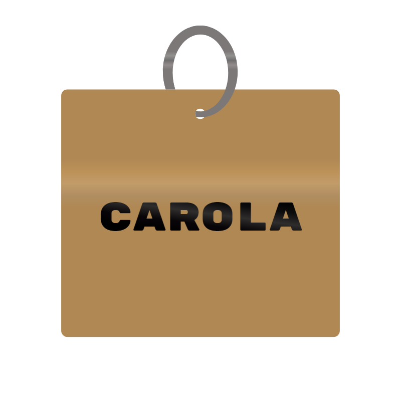 Carola Engraved on Keychain in MDF 4cm x 4cm x 3mm