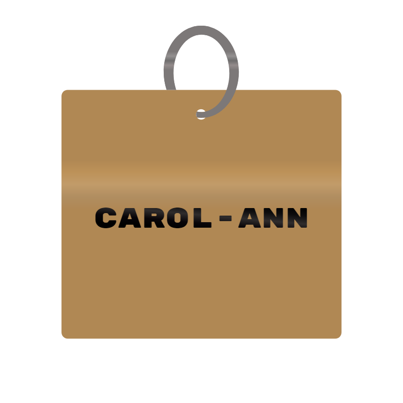 Carolann Engraved on Keychain in MDF 4cm x 4cm x 3mm