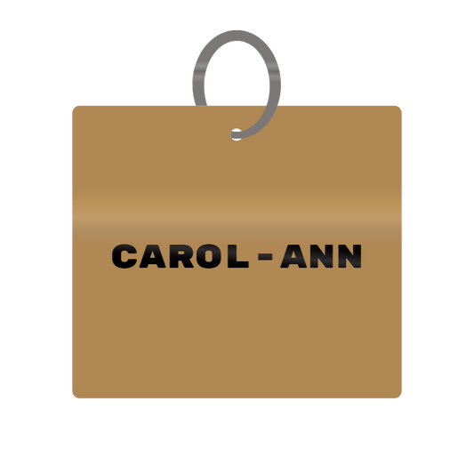 Carolann Engraved on Keychain in MDF 4cm x 4cm x 3mm