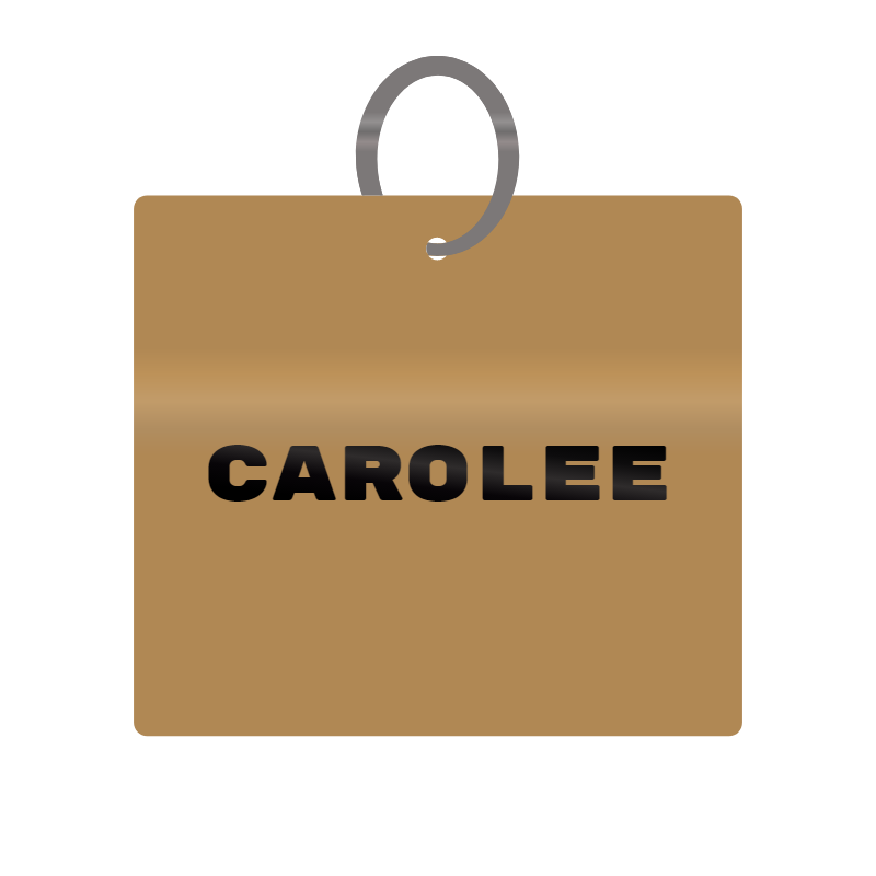 Carolee Engraved on Keychain in MDF 4cm x 4cm x 3mm