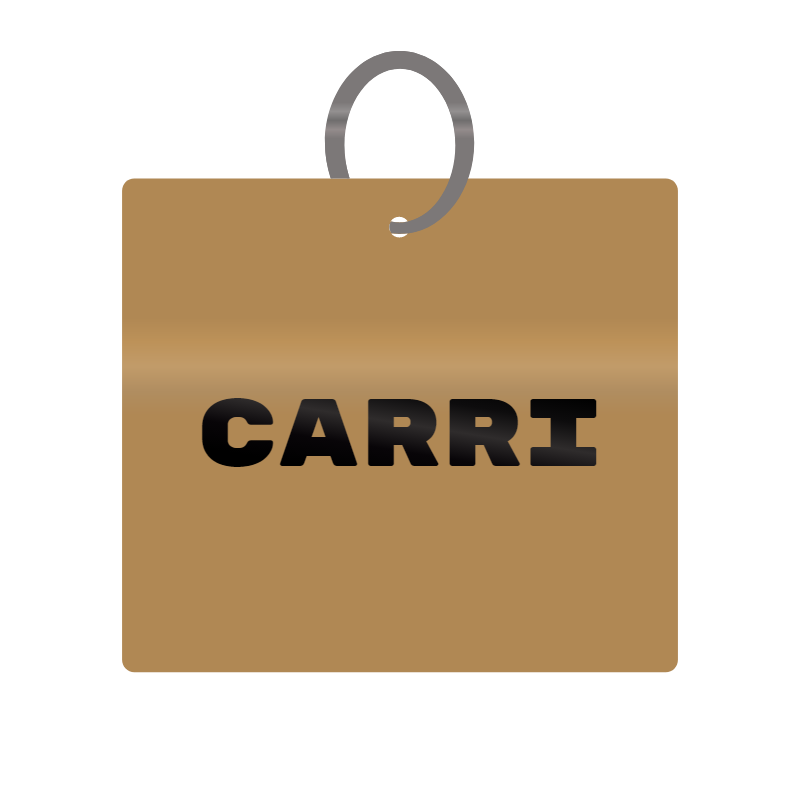 Carri Engraved on Keychain in MDF 4cm x 4cm x 3mm