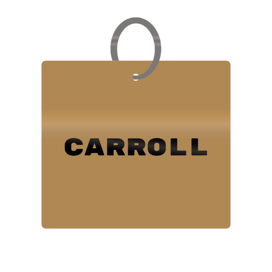 Carroll Engraved on Keychain in MDF 4cm x 4cm x 3mm