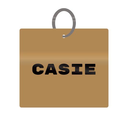 Casie Engraved on Keychain in MDF 4cm x 4cm x 3mm