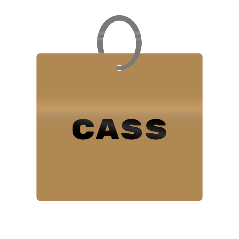 Cass Engraved on Keychain in MDF 4cm x 4cm x 3mm