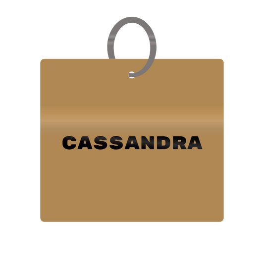 Cassandra Engraved on Keychain in MDF 4cm x 4cm x 3mm