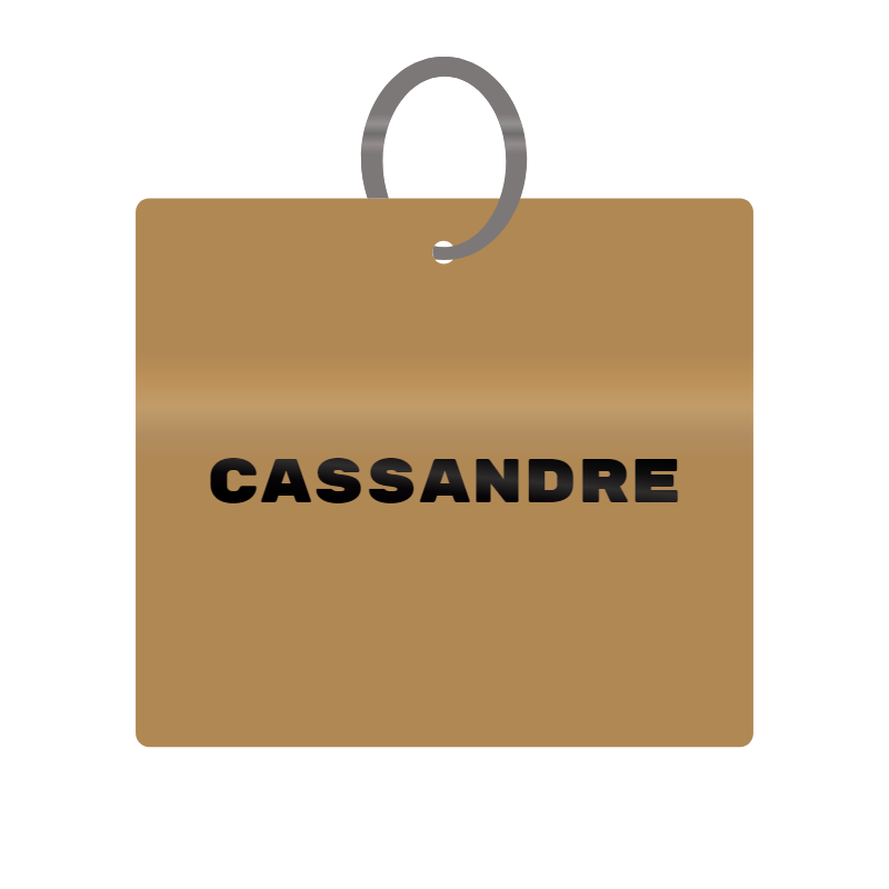 Cassandre Engraved on Keychain in MDF 4cm x 4cm x 3mm