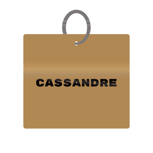 Cassandre Engraved on Keychain in MDF 4cm x 4cm x 3mm