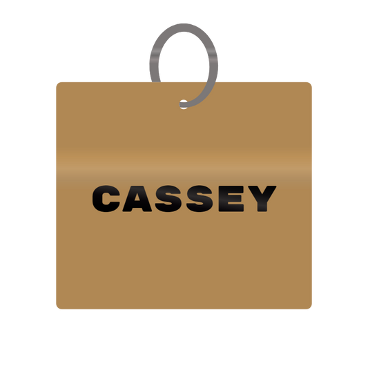 Cassey Engraved on Keychain in MDF 4cm x 4cm x 3mm