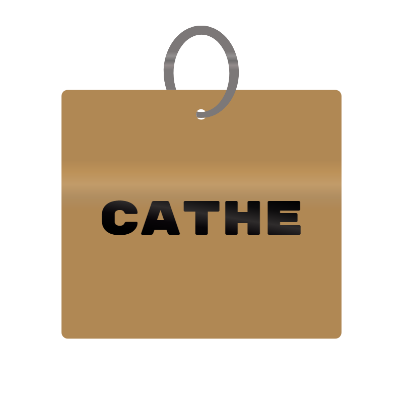 Cathe Engraved on Keychain in MDF 4cm x 4cm x 3mm