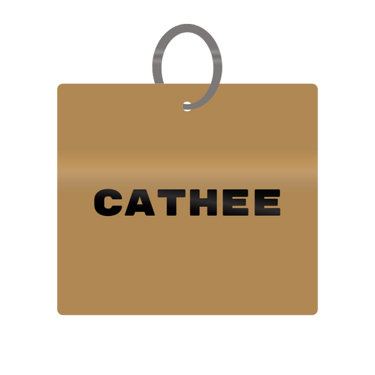 Cathee Engraved on Keychain in MDF 4cm x 4cm x 3mm