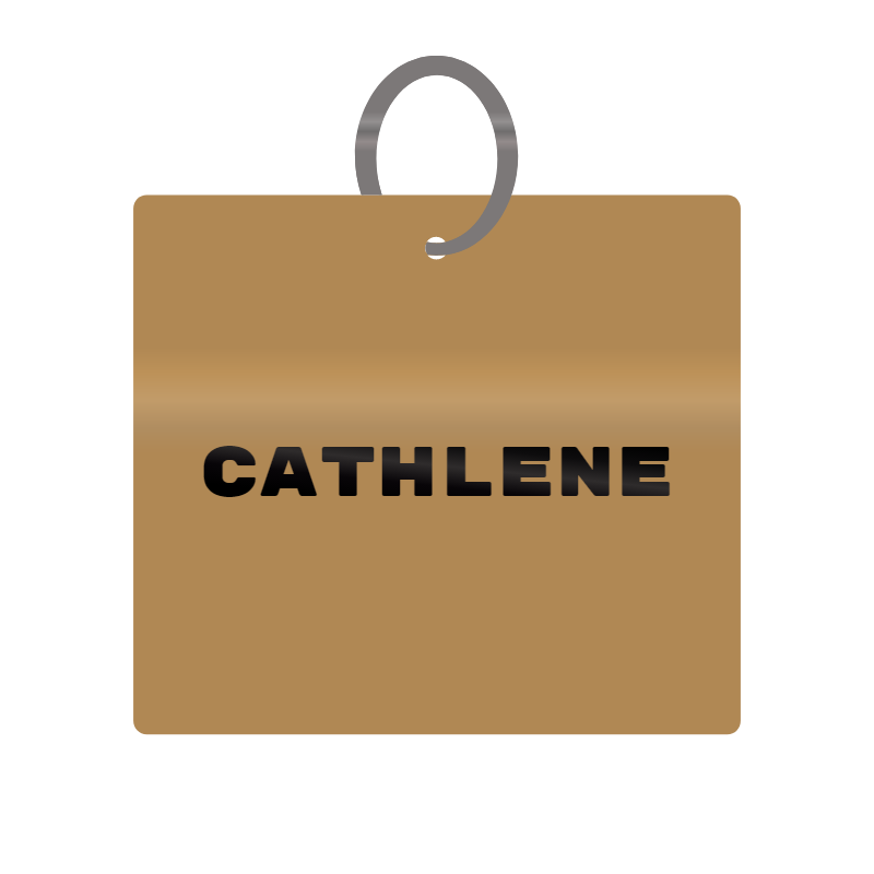 Cathlene Engraved on Keychain in MDF 4cm x 4cm x 3mm