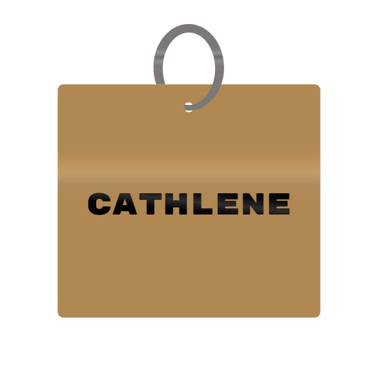 Cathlene Engraved on Keychain in MDF 4cm x 4cm x 3mm