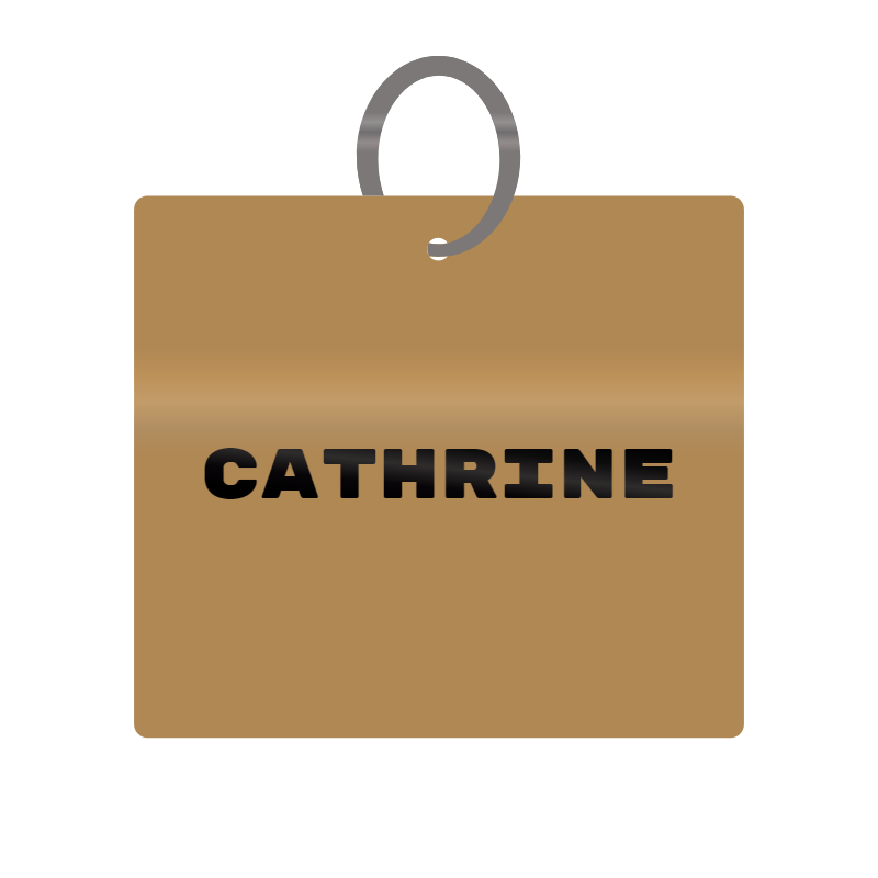 Cathrine Engraved on Keychain in MDF 4cm x 4cm x 3mm