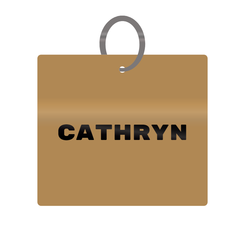 Cathryn Engraved on Keychain in MDF 4cm x 4cm x 3mm