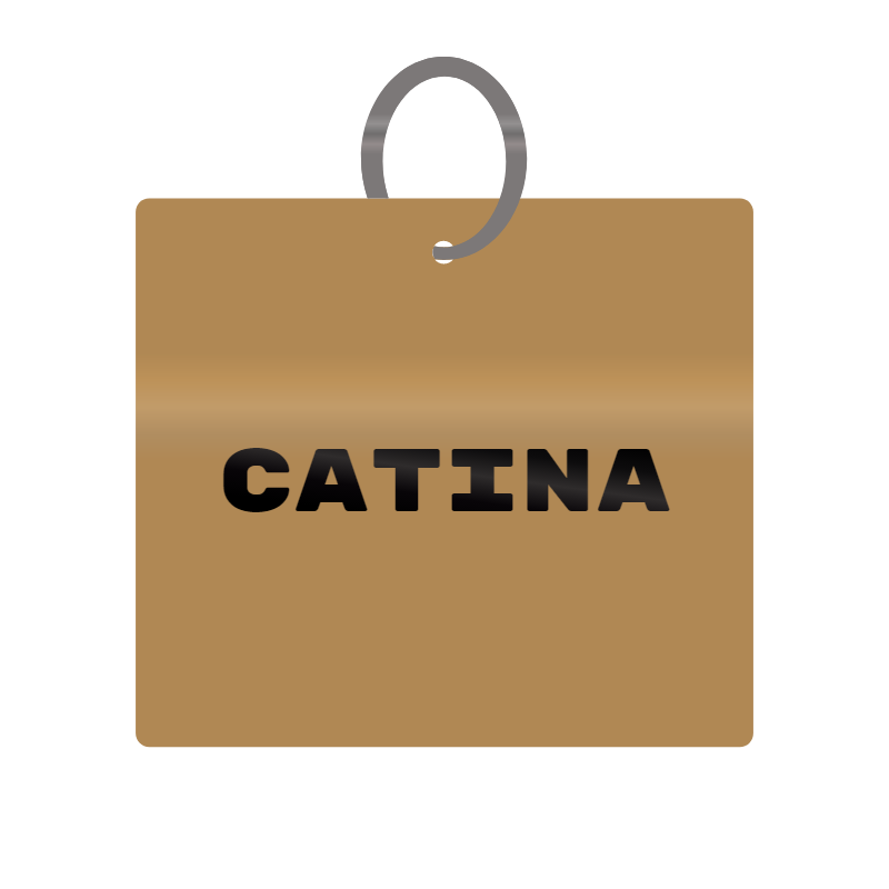 Catina Engraved on Keychain in MDF 4cm x 4cm x 3mm