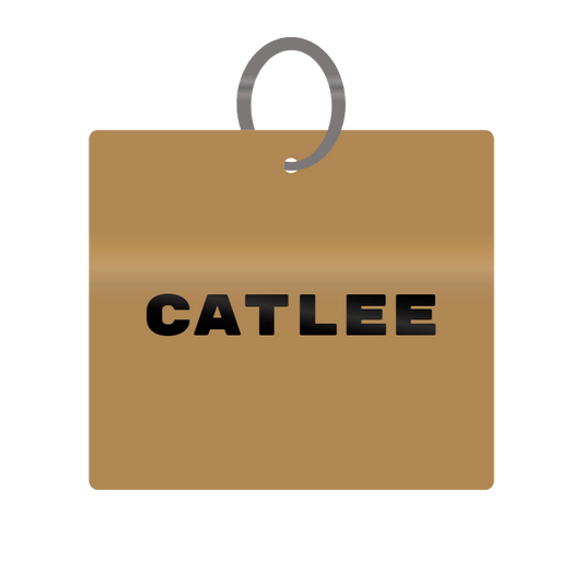 Catlee Engraved on Keychain in MDF 4cm x 4cm x 3mm