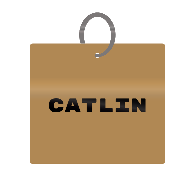 Catlin Engraved on Keychain in MDF 4cm x 4cm x 3mm