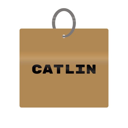 Catlin Engraved on Keychain in MDF 4cm x 4cm x 3mm