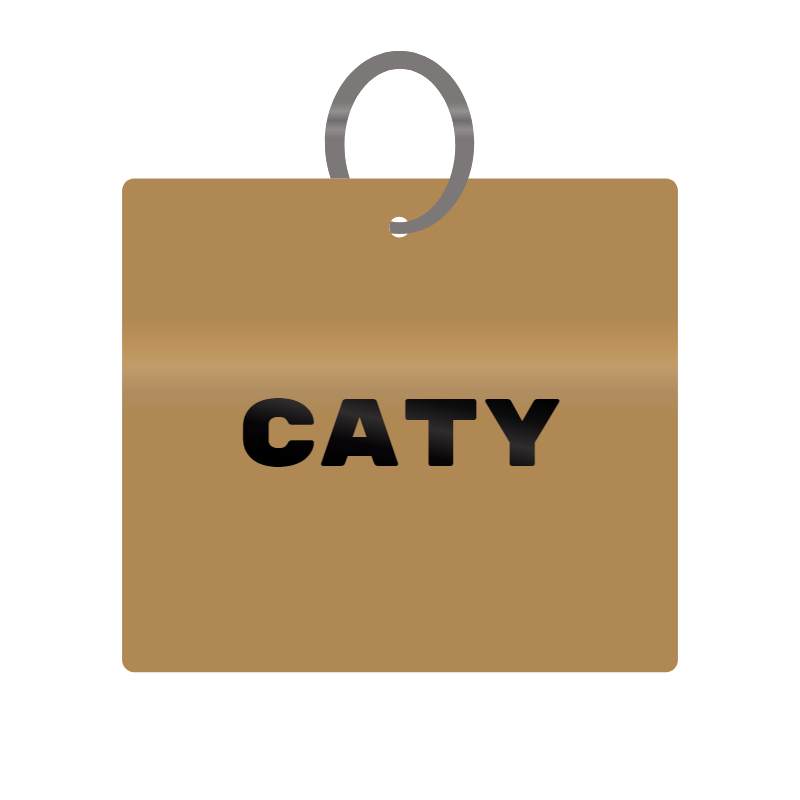 Caty Engraved on Keychain in MDF 4cm x 4cm x 3mm