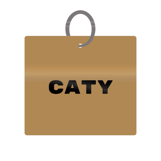 Caty Engraved on Keychain in MDF 4cm x 4cm x 3mm