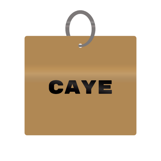 Caye Engraved on Keychain in MDF 4cm x 4cm x 3mm