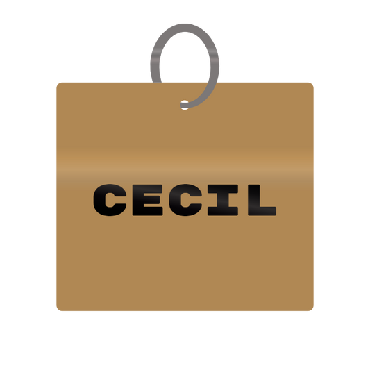 Cecil Engraved on Keychain in MDF 4cm x 4cm x 3mm