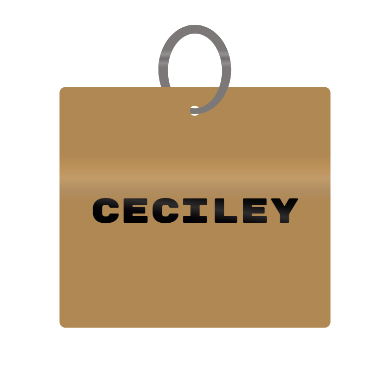 Ceciley Engraved on Keychain in MDF 4cm x 4cm x 3mm