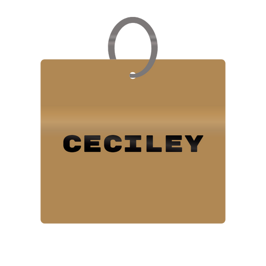 Ceciley Engraved on Keychain in MDF 4cm x 4cm x 3mm