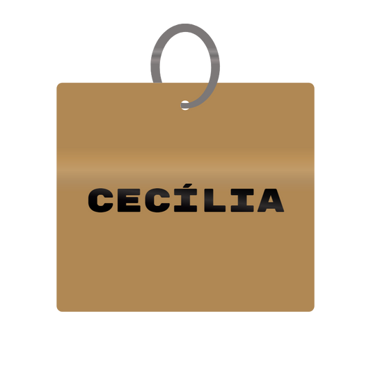 Cecilia Engraved on Keychain in MDF 4cm x 4cm x 3mm